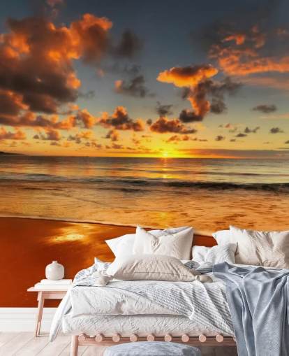 appelsin strand og solnedgang tapet