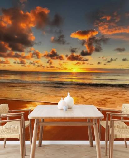 carta da parati arancione spiaggia e tramonto