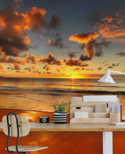 orange beach and sunset wallpaper