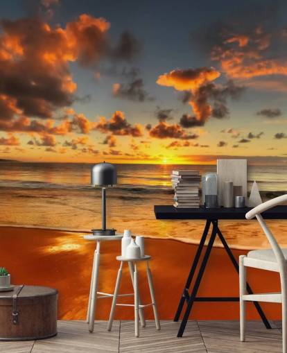 orange beach and sunset wallpaper