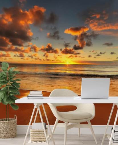 orange beach and sunset wallpaper