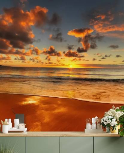 papel pintado naranja playa y puesta de sol papel pintado naranja playa y puesta de sol