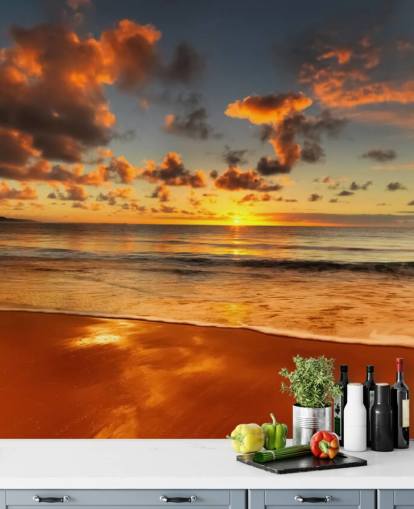 orange beach and sunset wallpaper