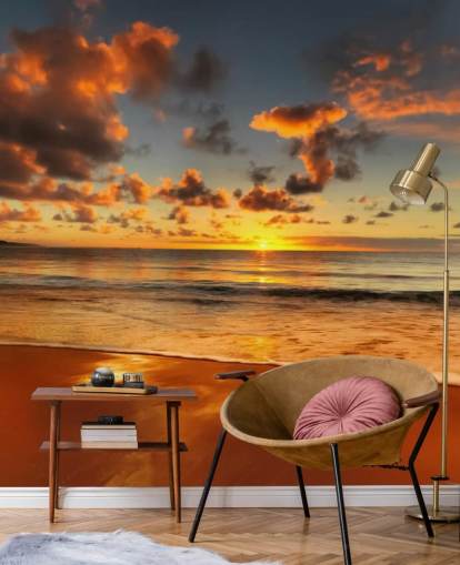 orange beach and sunset wallpaper