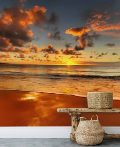 orange beach and sunset wallpaper