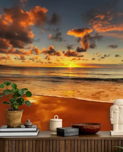 carta da parati arancione spiaggia e tramonto carta da parati arancione spiaggia e tramonto