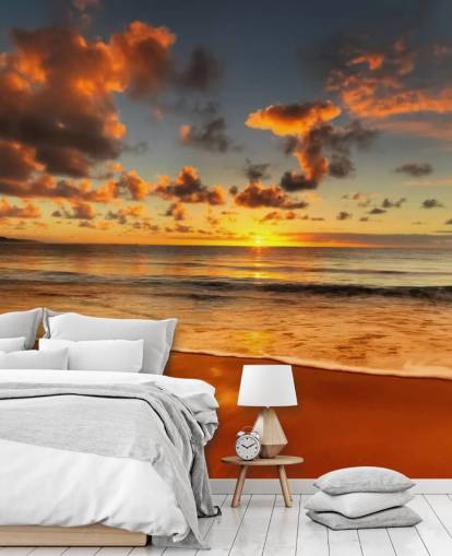 orange beach and sunset wallpaper