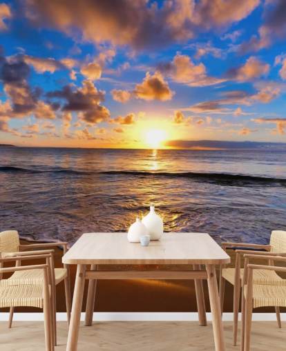 Decorazione murale con spiaggia al tramonto