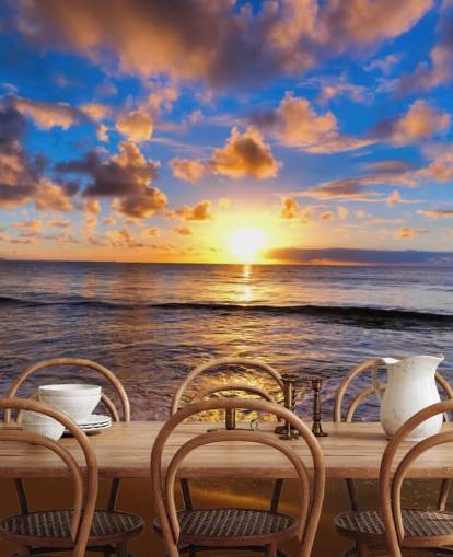 Decorazione murale con spiaggia al tramonto