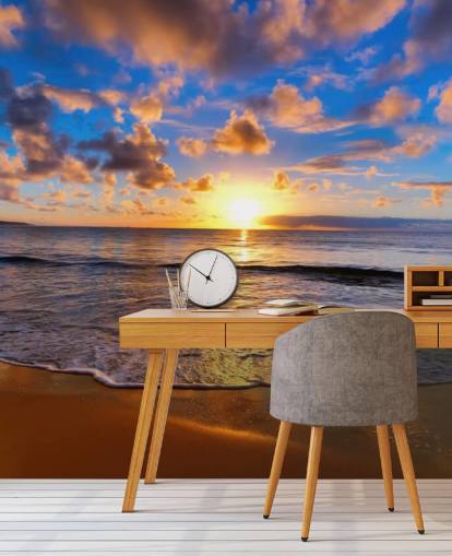 Decorazione murale con spiaggia al tramonto