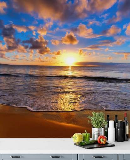 Decorazione murale con spiaggia al tramonto