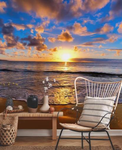 Decorazione murale con spiaggia al tramonto