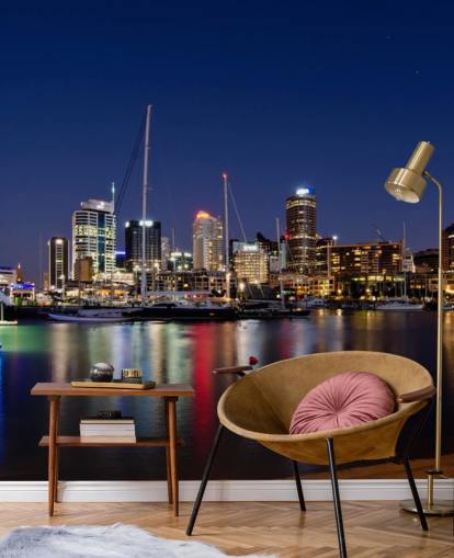 donkere stad's nachts behang