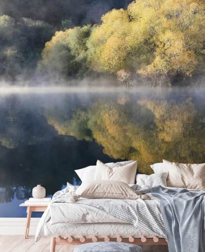 fondo de pantalla calma misty lake