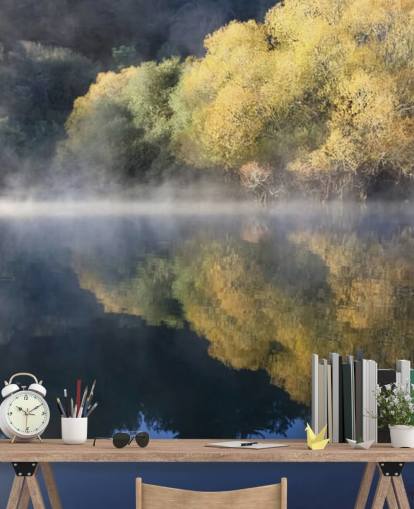 fondo de pantalla calma misty lake