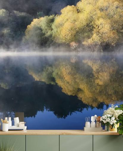 fondo de pantalla calma misty lake
