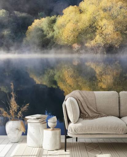 rolig tåkete innsjø tapet rolig tåkete innsjø tapet