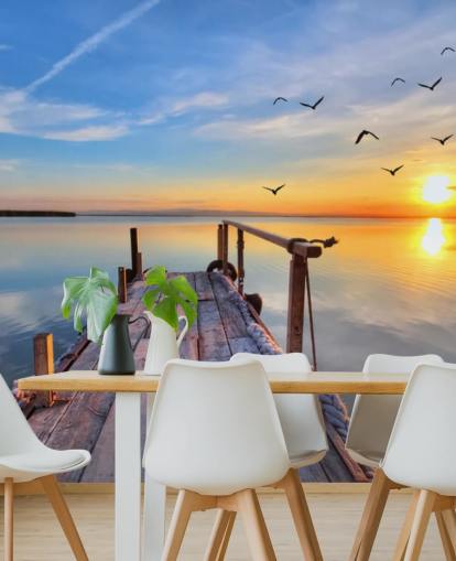 lake wallpaper mural called Lake Sunrise at Wallsauce for bathrooms, bedrooms and offices lake wallpaper mural called Lake Sunrise at Wallsauce for bathrooms, bedrooms and offices