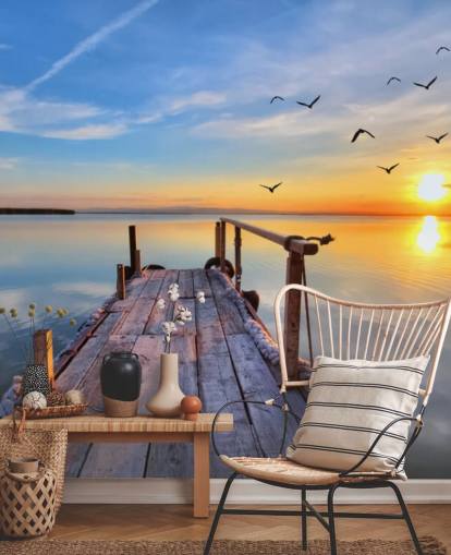 Seetapete namens Lake Sunrise in Wallsauce für Badezimmer, Schlafzimmer und Büros