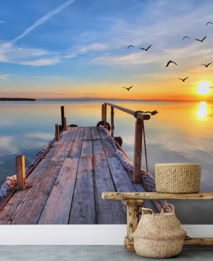 Seetapete namens Lake Sunrise in Wallsauce für Badezimmer, Schlafzimmer und Büros