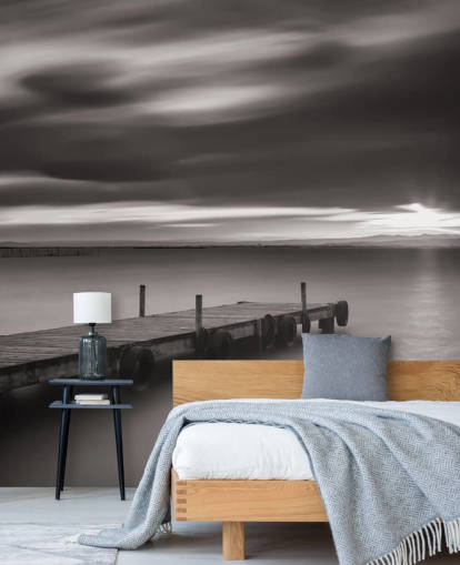 Black and White Jetty and Lake Wallpaper Black and White Jetty and Lake Wallpaper