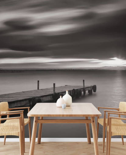 Black and White Jetty and Lake Wallpaper Black and White Jetty and Lake Wallpaper