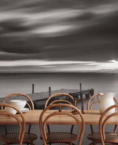 Schwarzweiss-Jetty und See-Tapete Schwarzweiss-Jetty und See-Tapete