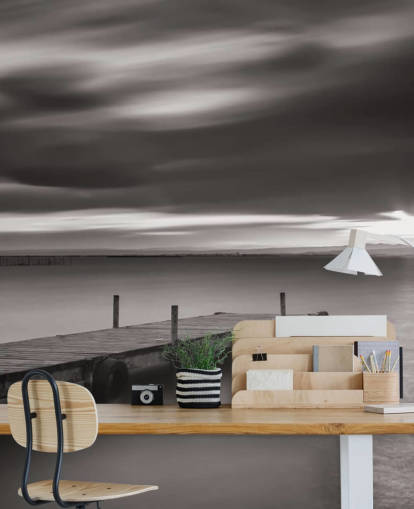 Black and White Jetty and Lake Wallpaper Black and White Jetty and Lake Wallpaper