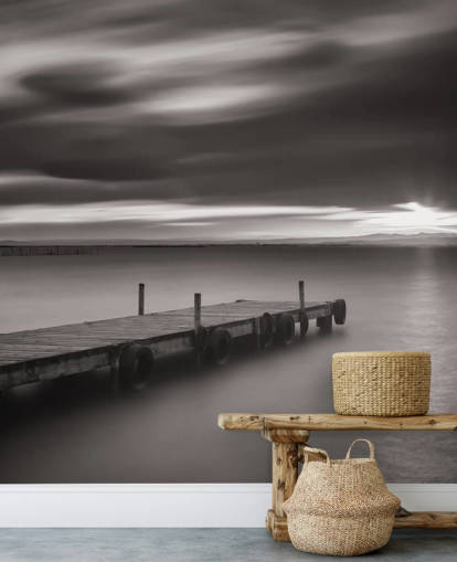 Black and White Jetty and Lake Wallpaper Black and White Jetty and Lake Wallpaper