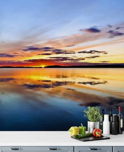 Decorazione murale con oceano al tramonto