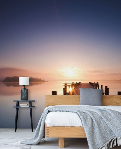 Carta da parati Lake Sunset Jetty Carta da parati Lake Sunset Jetty