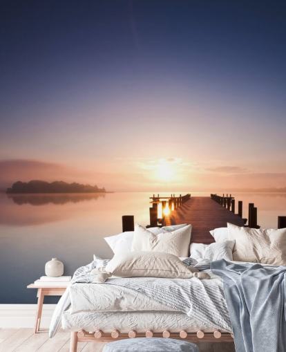 Lake Sunset Jetty Wallpaper
