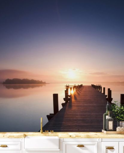 Lake Sunset Bootssteg Tapete Lake Sunset Bootssteg Tapete
