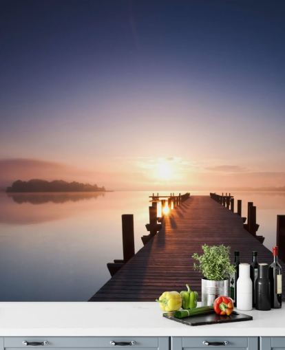 Papier peint Lake Sunset Jetty