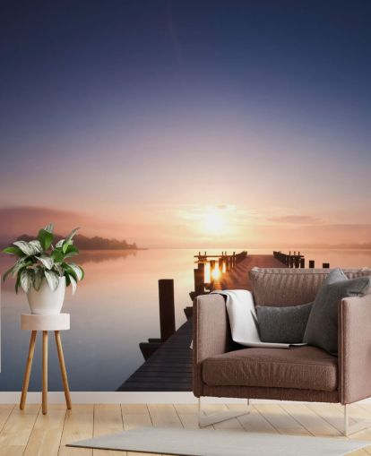 Carta da parati Lake Sunset Jetty