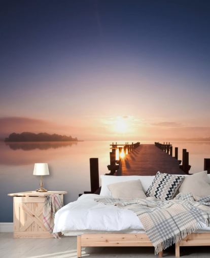Lake Sunset Jetty Wallpaper