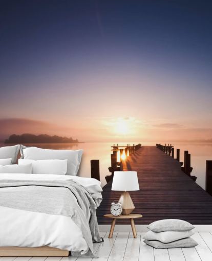 Carta da parati Lake Sunset Jetty
