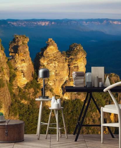 three mountain peeks on a mountain wallpaper