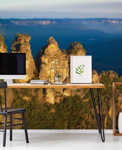 three mountain peeks on a mountain wallpaper