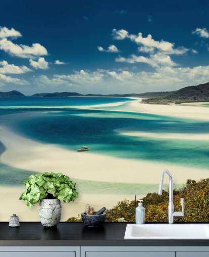 stor hvit pusset strand tapet