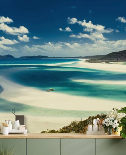 huge white sanded beach wallpaper