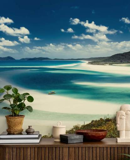 stor vit slipad strand tapet