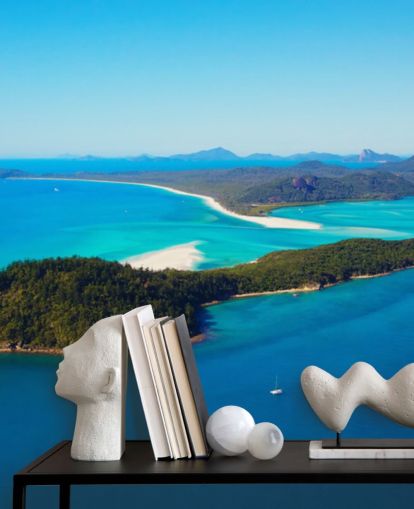 blauwe oceaan en eilanden in australië behang