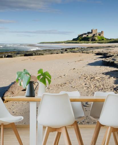 Strand med slot i afstand Baggrund Strand med slot i afstand Baggrund