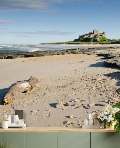Fondo de pantalla Playa con castillo en la distancia