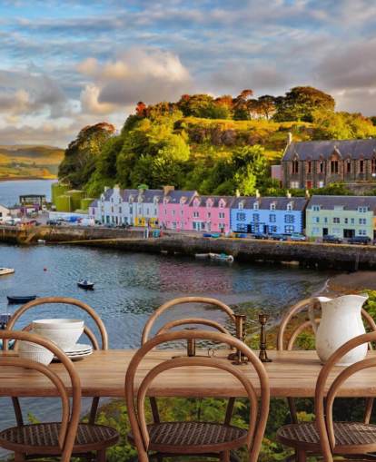 Colorati cottage da pesca di Harbour Wallpaper Colorati cottage da pesca di Harbour Wallpaper