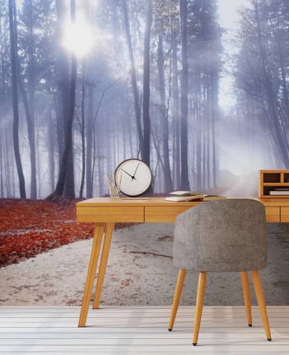 Höstlig Misty Forest Bakgrund