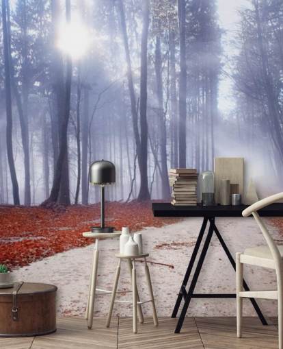 Autumnal Misty Forest Wallpaper