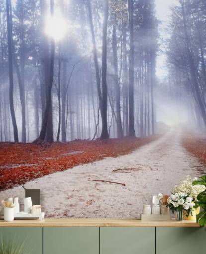 Autumnal Misty Forest Wallpaper