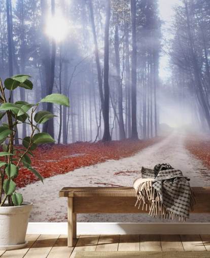 Autumnal Misty Forest Baggrund